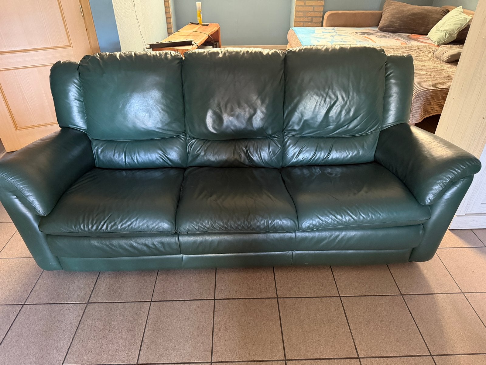 3 zit zetel donker groen, Huis en Inrichting, Ophalen, Gebruikt