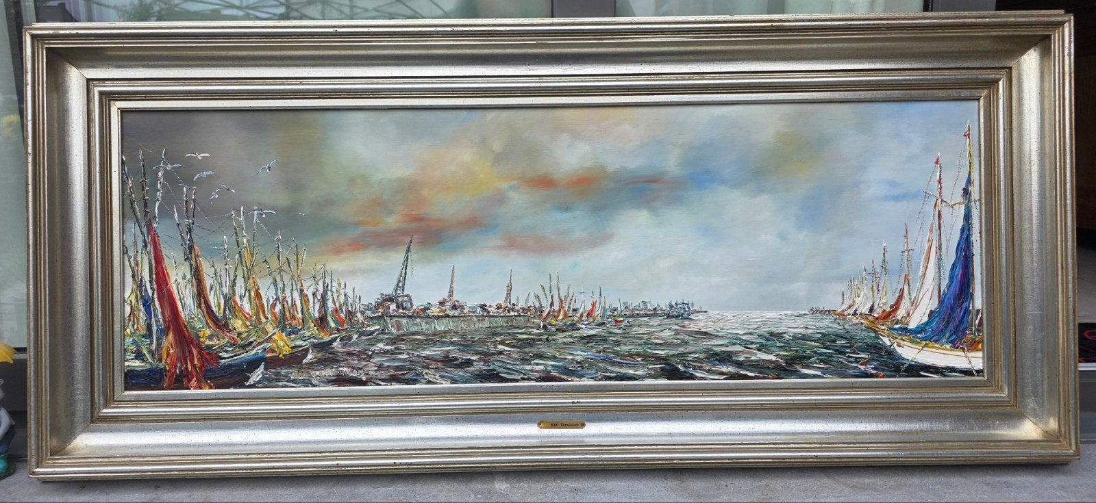 rik versonnen, Ophalen, Maritiem / water, Doek, Olieverf