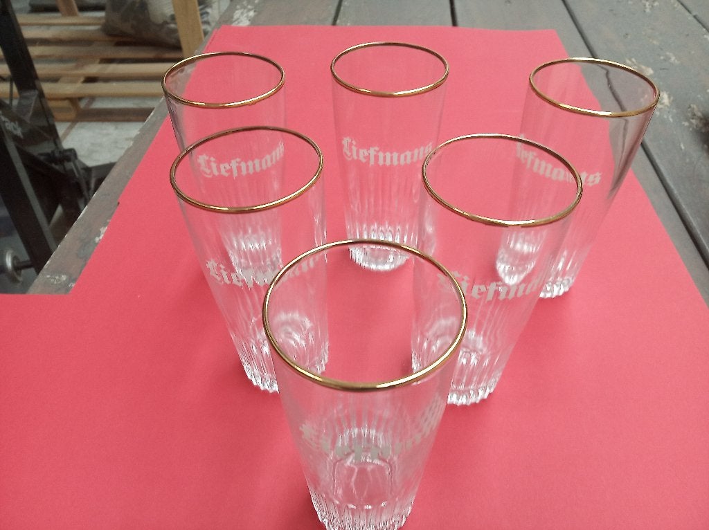 Glazen - bierglazen Liefmans 6 stuks, Ophalen, Zo goed als nieuw, Bierglas