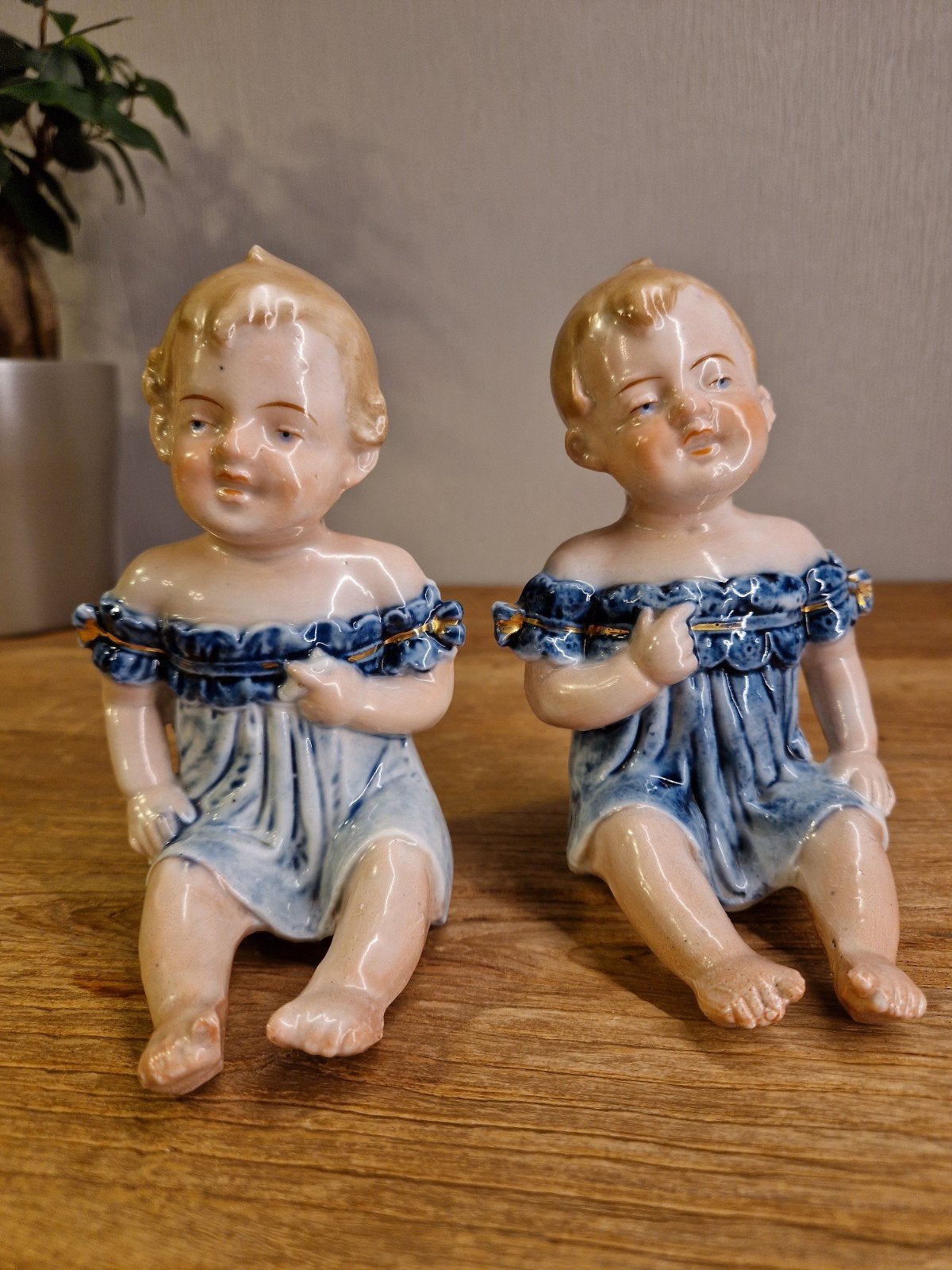 Antieke Porseleinen Piano Babies – Set van 2, Ophalen of Verzenden