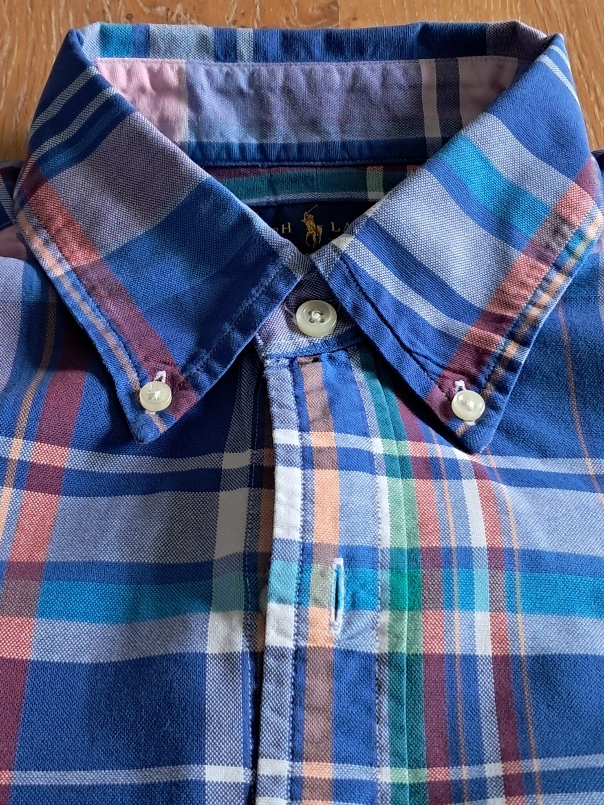 Geruit herenhemd met lange mouwen, maat medium., Meerkleurig, Ralph Lauren, Zo goed als nieuw, Halswijdte 39/40 (M)