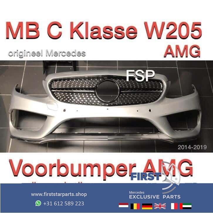 Mercedes AMG Voorbumper + diamond gril Mercedes C Klasse 43, -, Utilisé, -, -