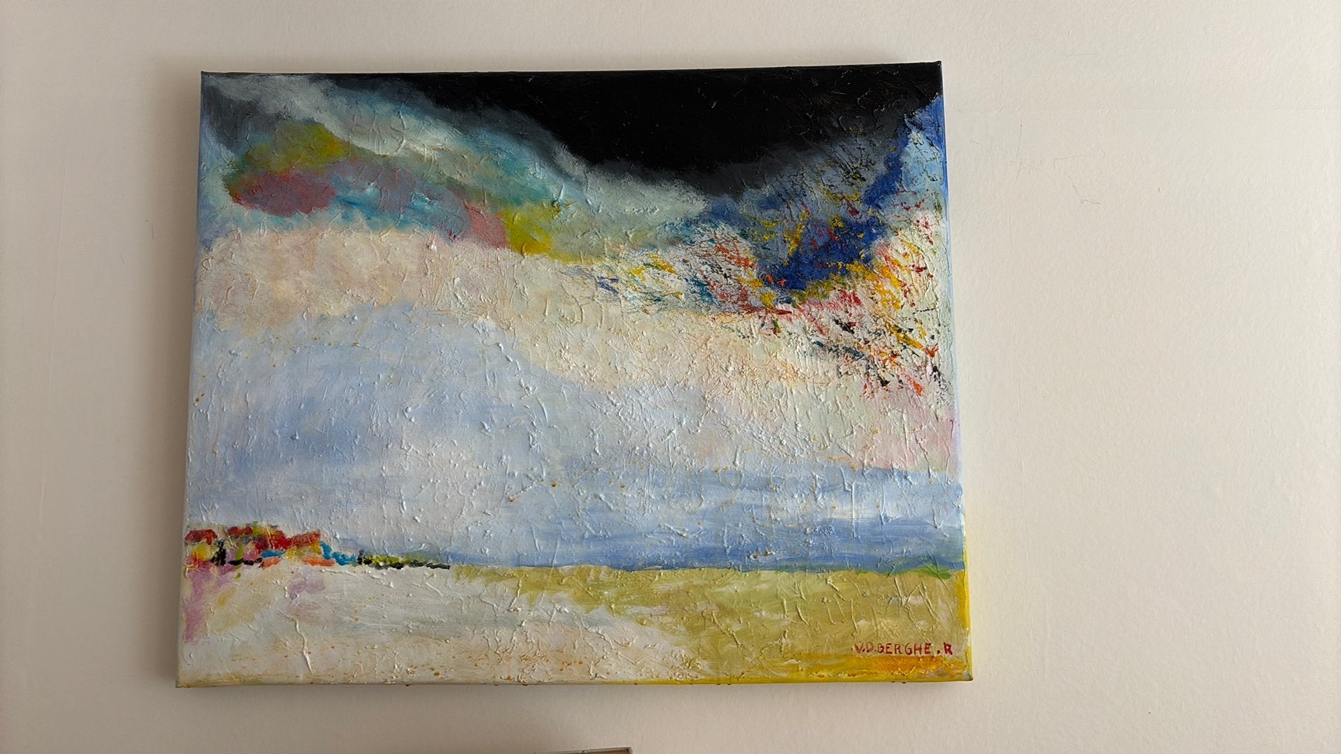 Schilderij, Antiek en Kunst, Handgeschilderd, Olieverf, Textiel, Landschap