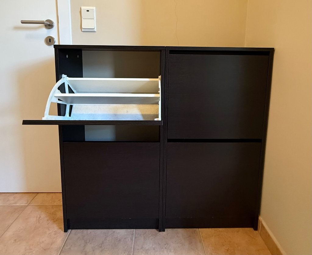 2 meubles à chaussures IKEA BISSA — noir/marron, Maison & Meubles, Enlèvement, Utilisé