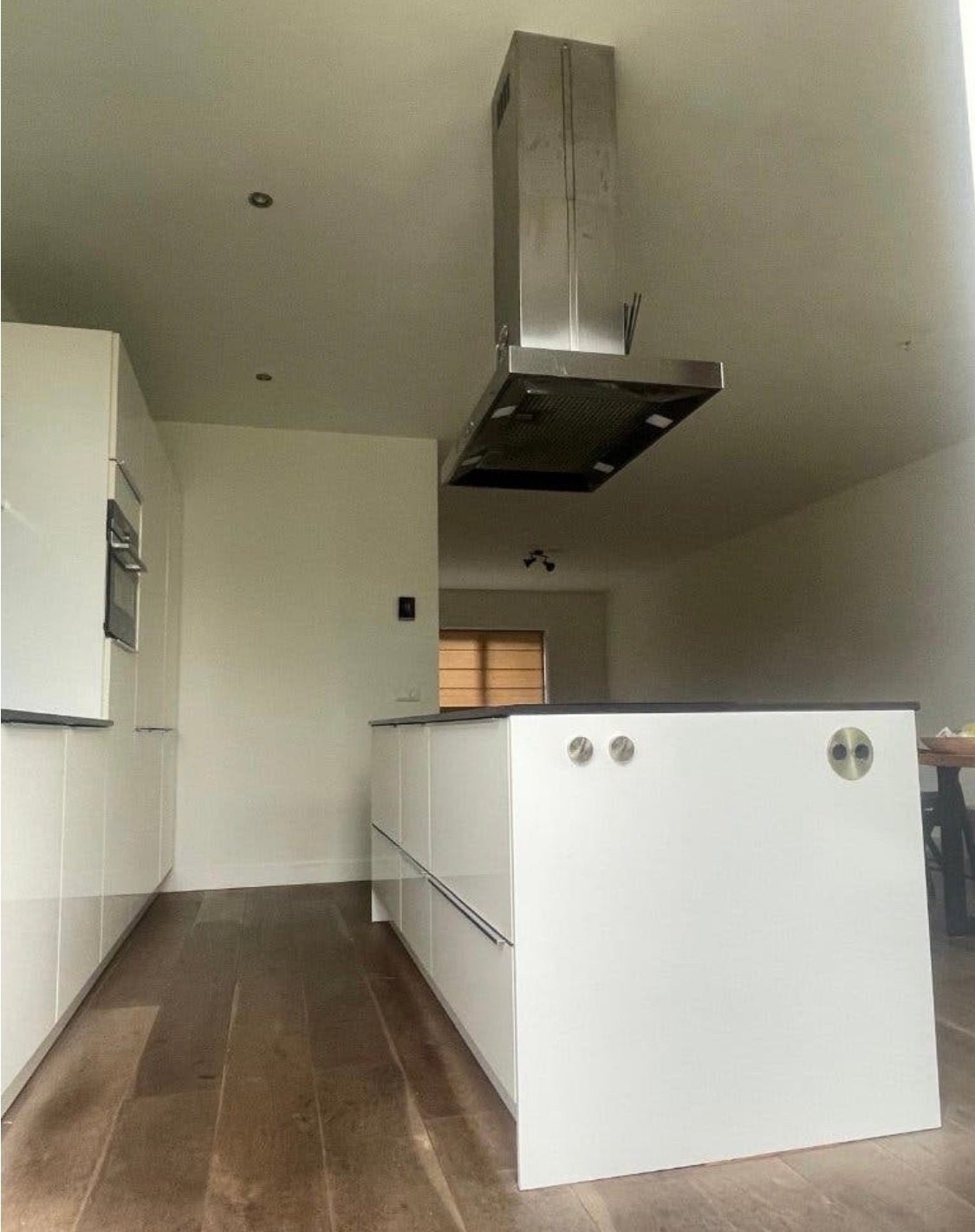 ✨ WITTE HOOGGLANS KEUKEN MET KOOKEILAND+ APPARATUUR  ✨, Greeploos, Wit, Graniet of Steen, Dubbelwandige keuken