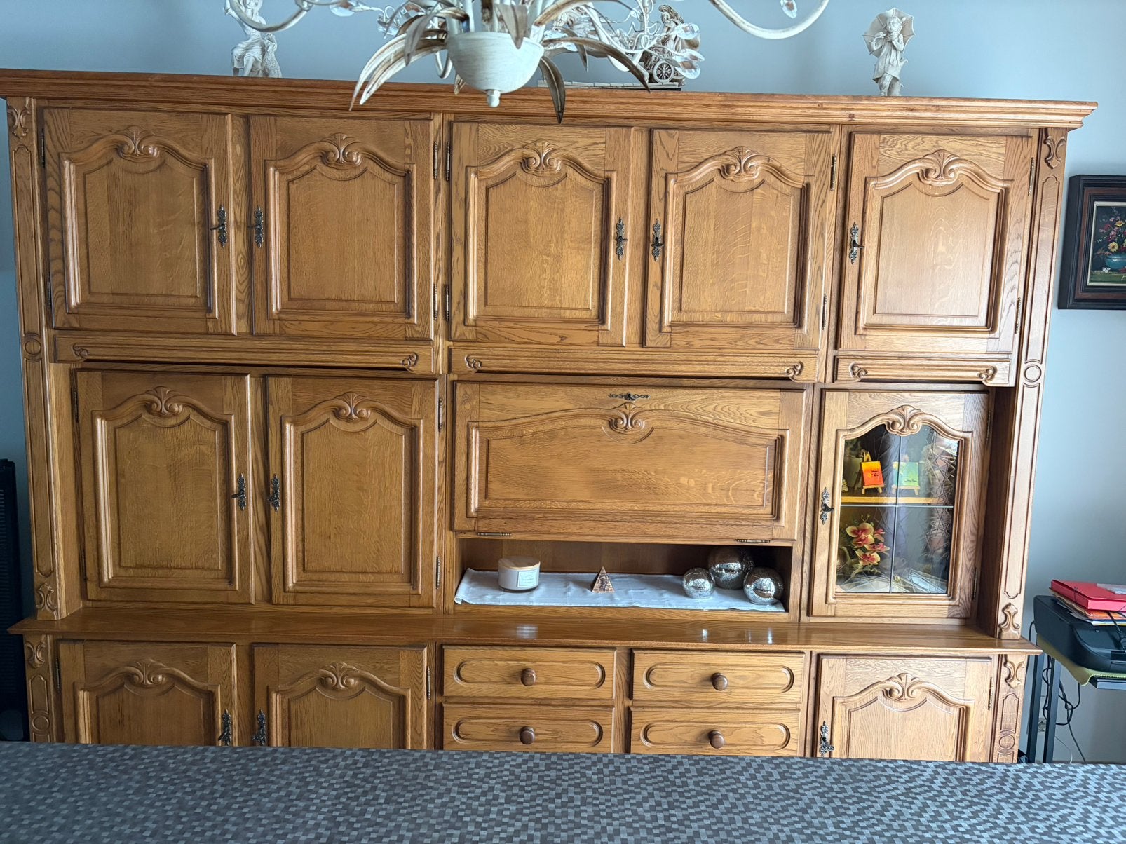 Wandkast+kast+tafel+6 stoelen, Huis en Inrichting, Complete eetkamers, Ophalen, Gebruikt
