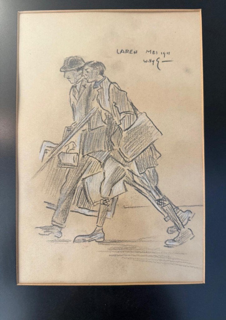 Willie Sluiter  Potloodtekening, Ophalen, Gedateerd, Papier