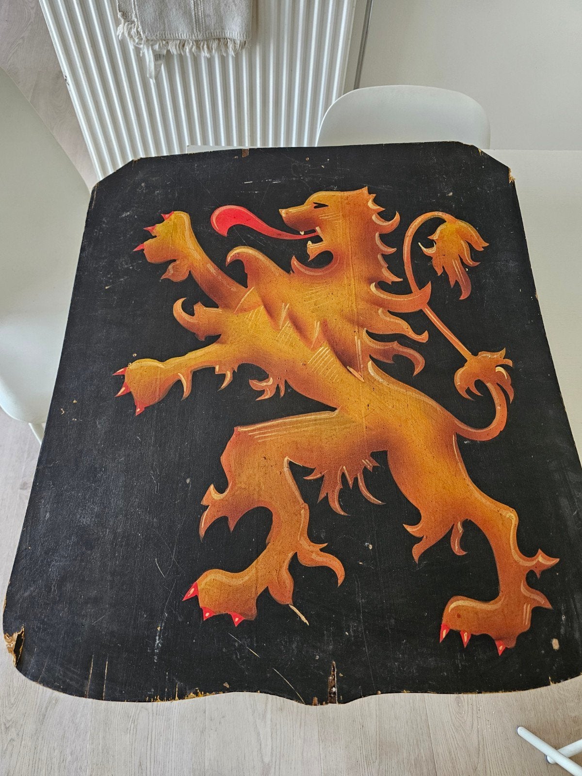 Antiek houten wapenschild historische Hertogdom Brabant, Ophalen of Verzenden