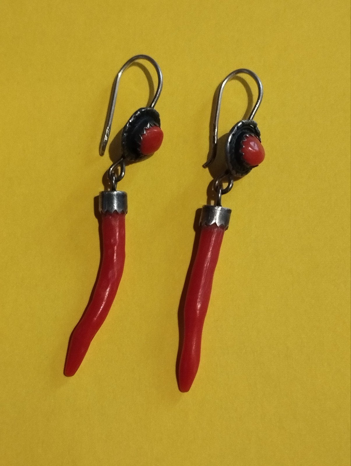 Boucles d'oreilles corail rouge, Bijoux, Sacs & Beauté, Enlèvement ou Envoi, Rouge, Argent