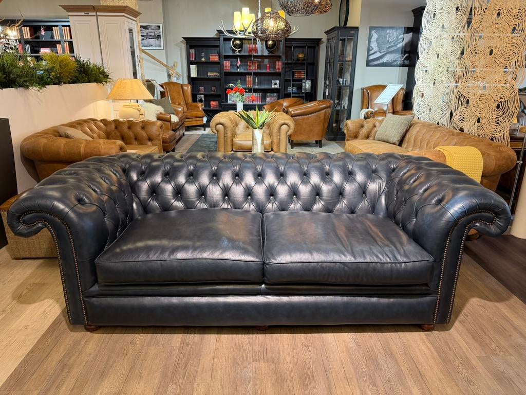 ENGELSE CHESTERFIELD 2 x 3,5 zits salon SPRINGVALE Blauw, Huis en Inrichting, Zetels | Zetels, Zo goed als nieuw, Ophalen of Verzenden