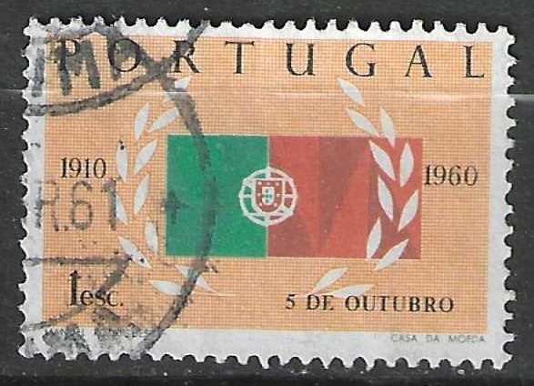 Portugal 1960 - Yvert 883 - 50 Jaar Republiek - Vlag (ST), Postzegels en Munten, Postzegels | Europa | Overig, Gestempeld, Portugal