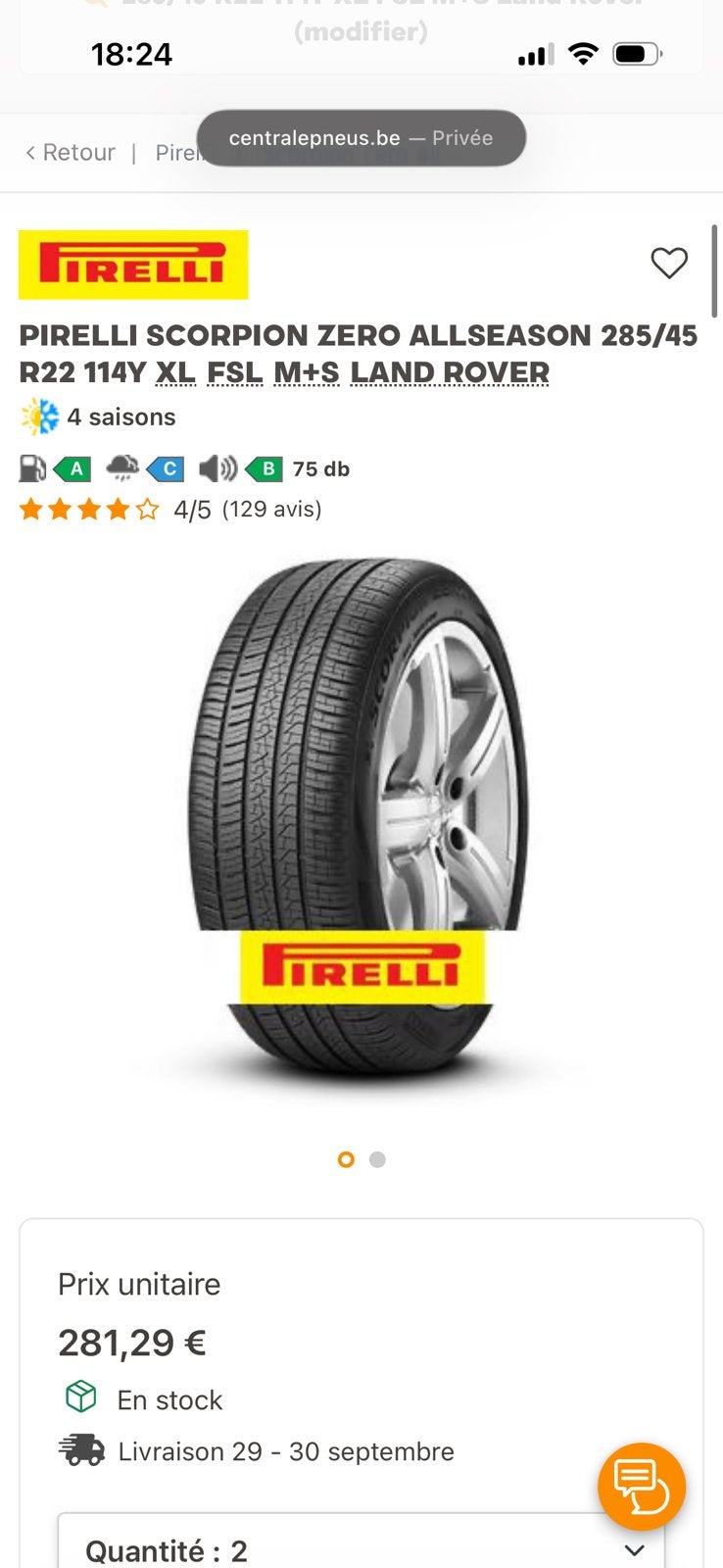 Pneus 4 saisons Pirelli 285/45/22, Autos : Pièces & Accessoires, Enlèvement, Pneu(s)