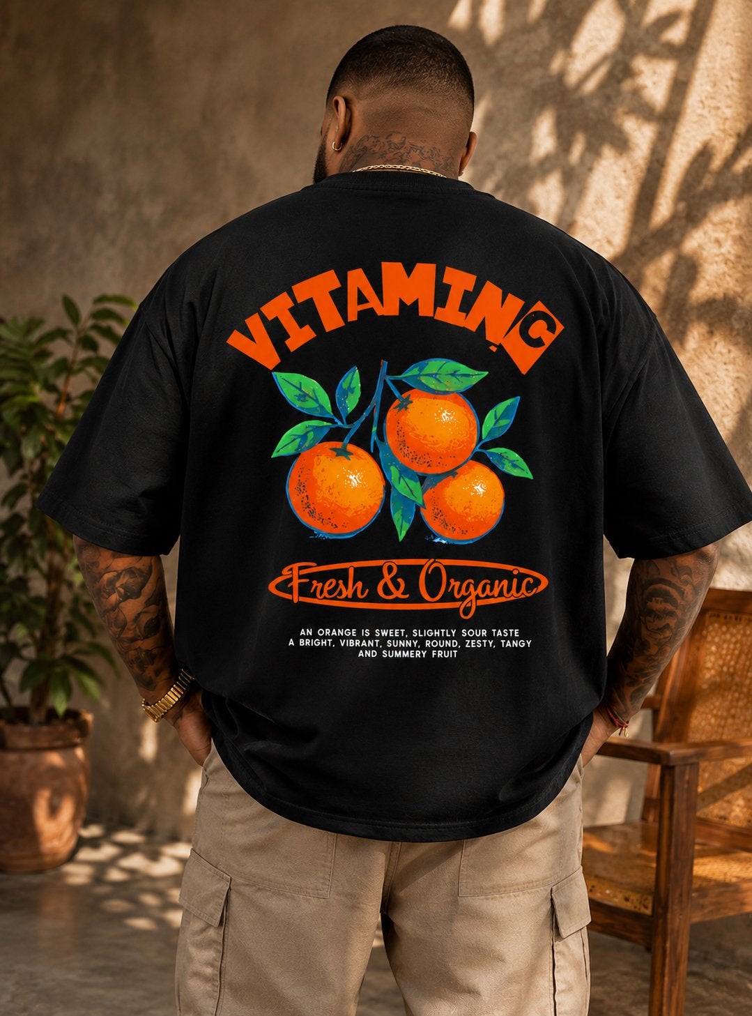T-shirt neuf, non porté, taille L, unisexe, vitamine C, Envoi, Neuf, Taille 52/54 (L), Noir