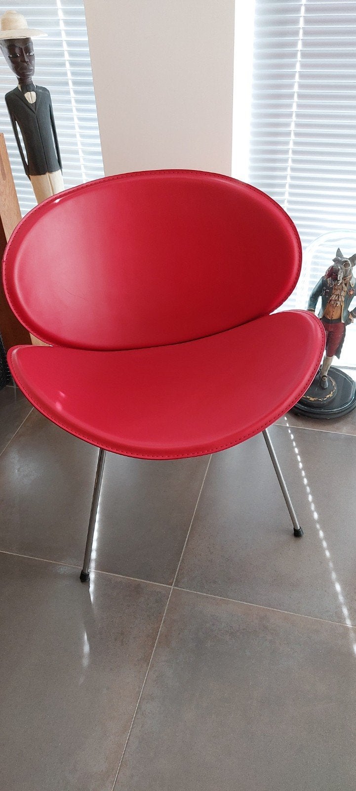 Mooie rode vintage bureau stoel., Maison & Meubles, Rouge, Vintage, Comme neuf, Synthétique