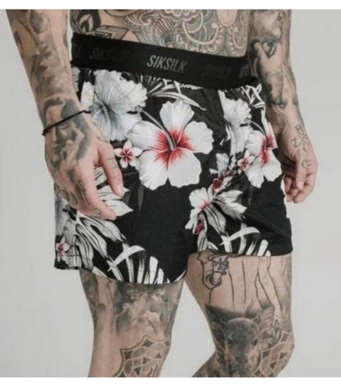 Short de bain standard SikSilk homme - maillots bain fleuris, Enlèvement ou Envoi, Taille 46 (S) ou plus petite, Noir, Short de bain