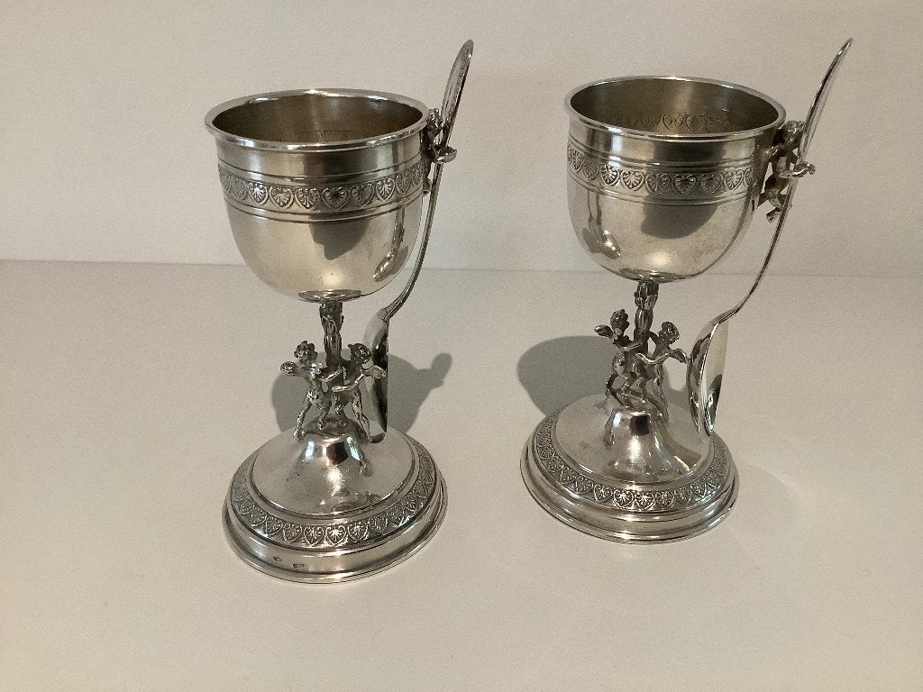 Zilveren eierdopje met behorend lepeltje in set, Antiek en Kunst, Ophalen of Verzenden, Zilver