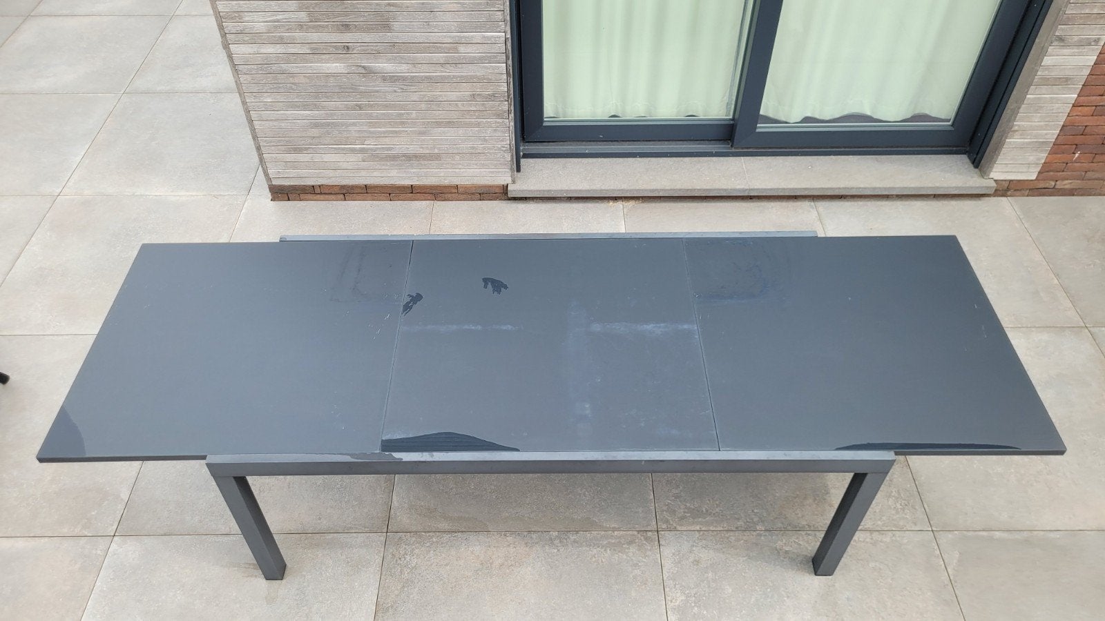 Buitentafel + 10 stoelen, Tuin en Terras, Tuintafels, Gebruikt, Rechthoekig, Aluminium, Ophalen