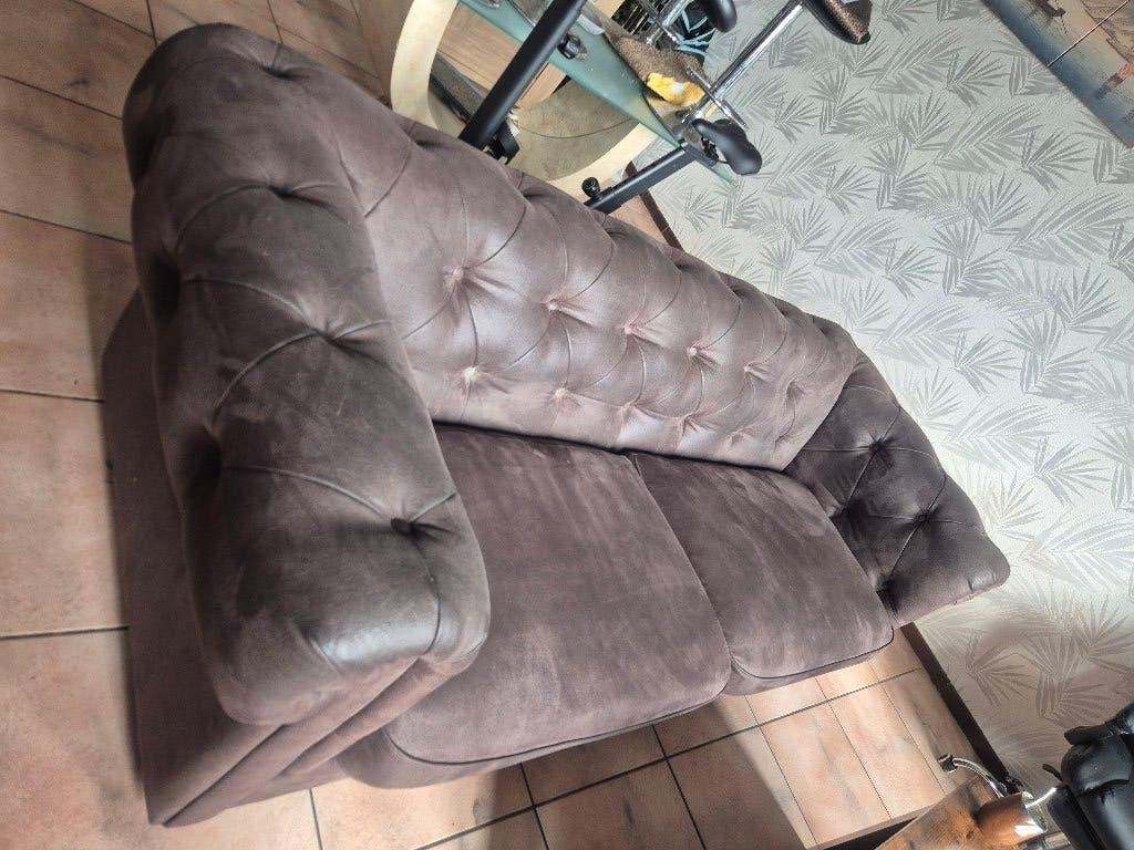 Magnifique canapé style Chesterfield 3 places - Cuir brun, Maison & Meubles, 200 à 250 cm, Vintage, Banc droit, Comme neuf