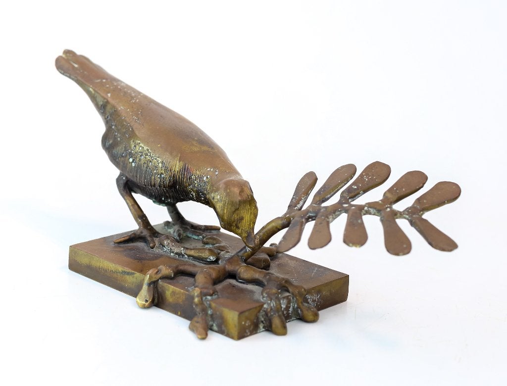 bronzen sculptuur 'simpele duif' jef claerhout, Antiek en Kunst, Ophalen of Verzenden, Brons, Beeld, Europa