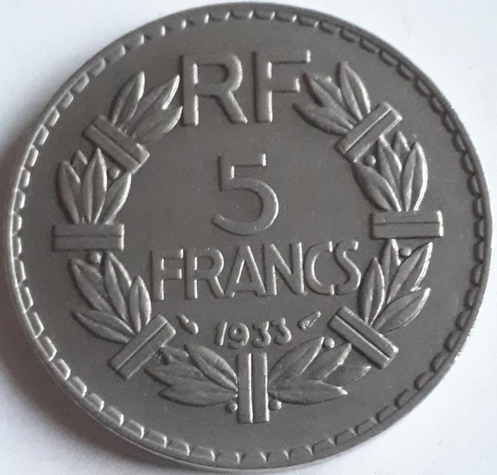 FRANKRIJK : 5 FRANCS 1933 KM 888, Ophalen of Verzenden, Frankrijk, Losse munt