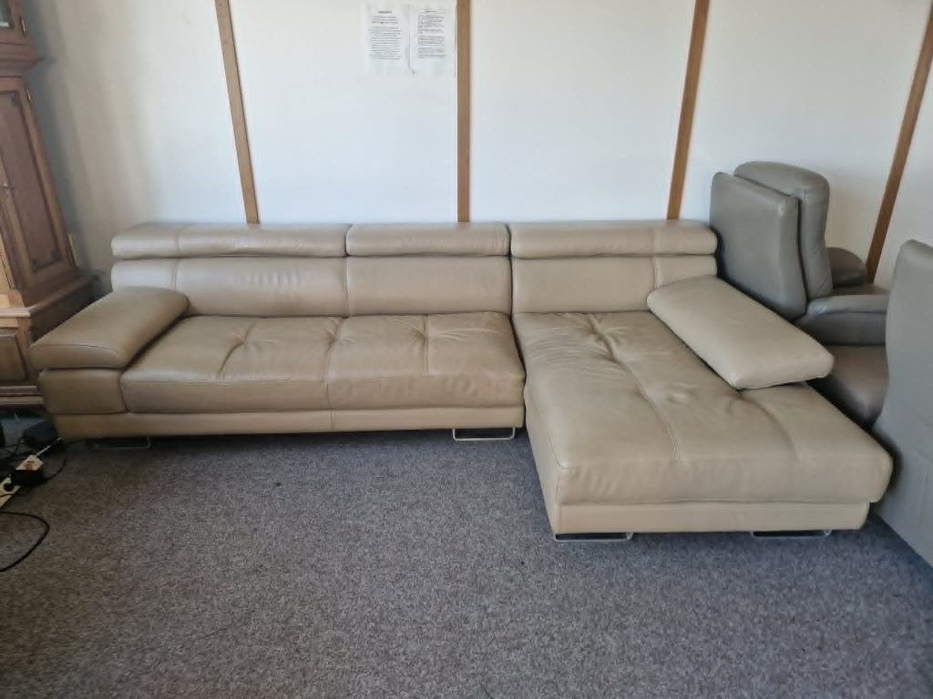 TAUPE BUFFELLEDEREN HOEKSALON AFM 290 X 170, Huis en Inrichting, Ophalen, Gebruikt, Leer