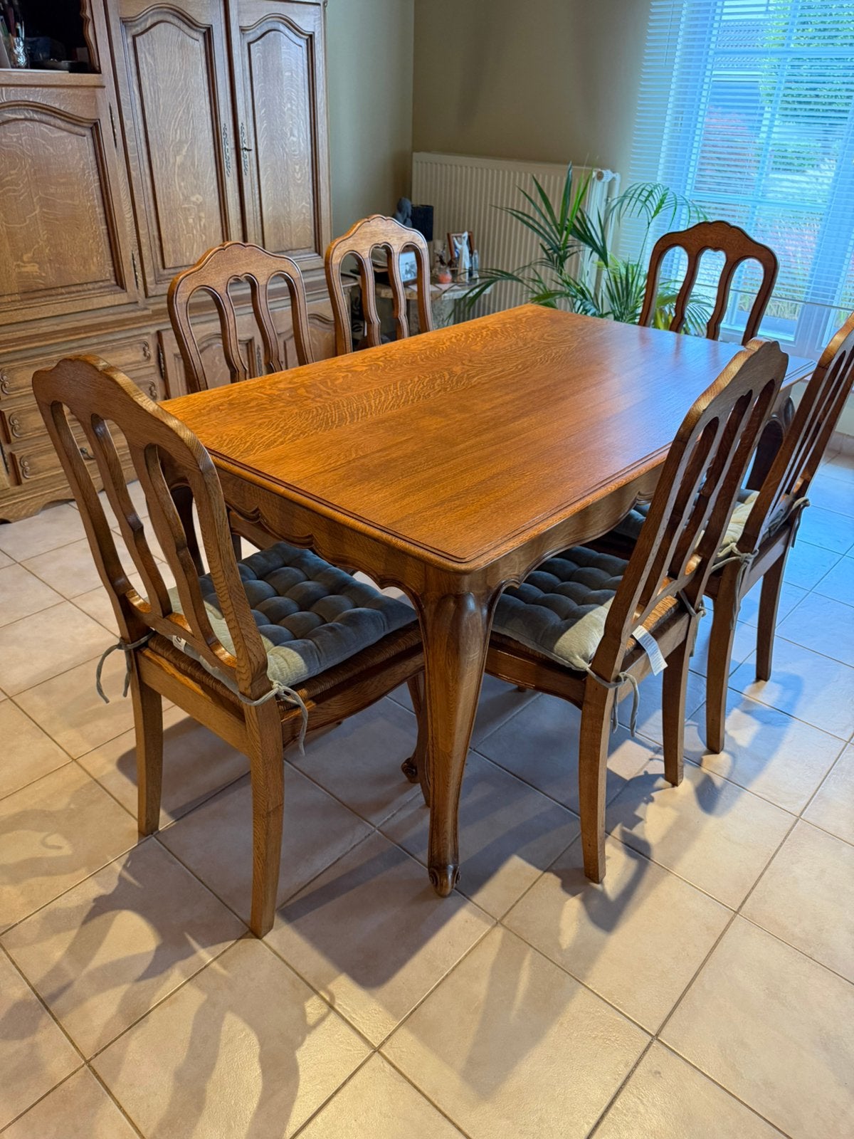 Eikel tafel met 6 stoelen, Enlèvement, Comme neuf, Antiek Eik, 4 à 6 chaises
