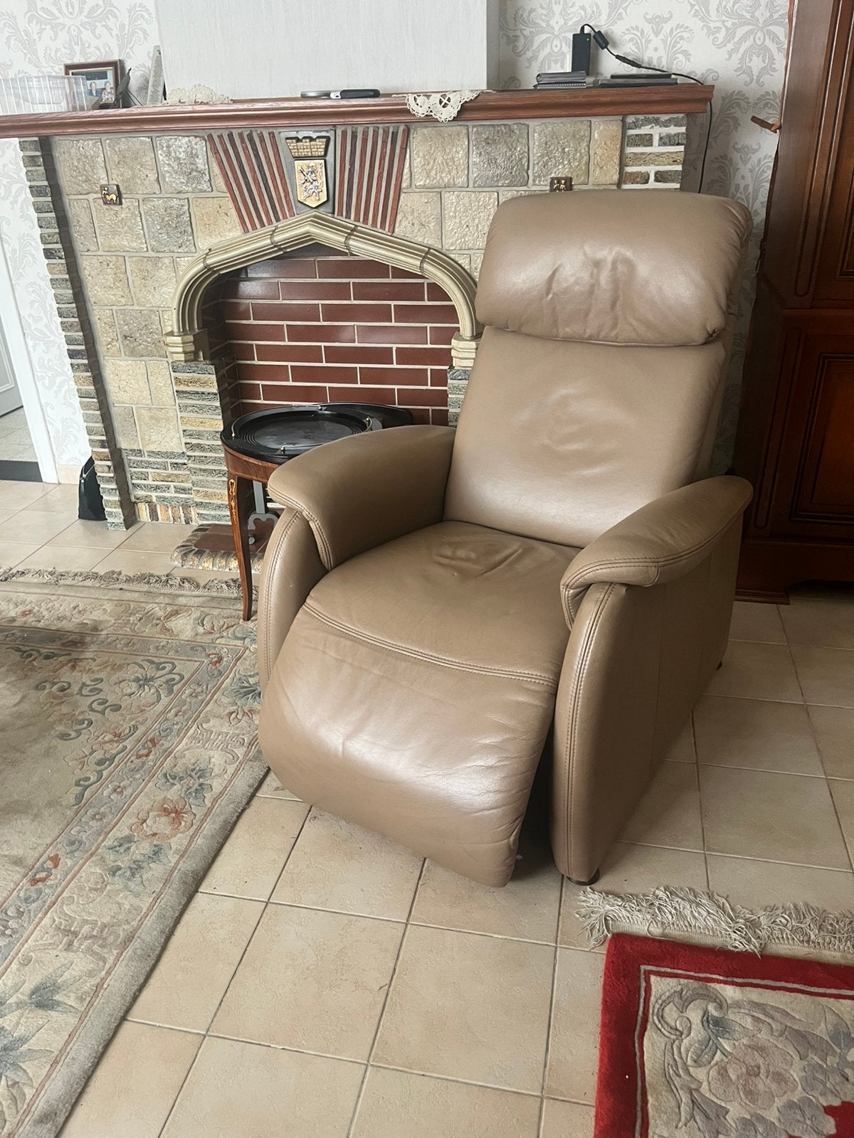 Salon 3-1-relax in echt leder, Huis en Inrichting, Ophalen, Gebruikt, Minder dan 150 cm, Tijdloos