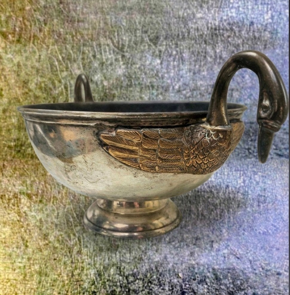Art Nouveau Schaal met zwanenkoppen, Antiek en Kunst, Ophalen of Verzenden