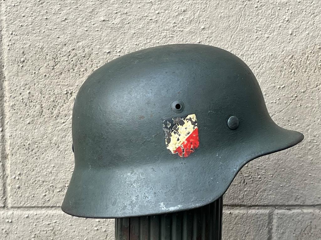 Casque allemand M35 DD Nominatif Panzer-Späh-Komp, Enlèvement ou Envoi, Armée de terre, Casque ou Béret