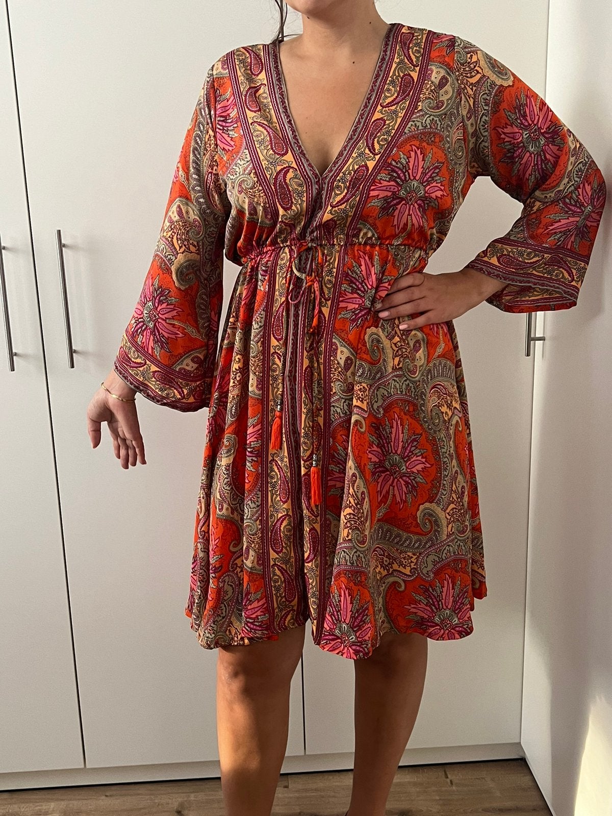 Licht en luchtig jurkje met oranje, Kleding | Dames, Ophalen, Zo goed als nieuw