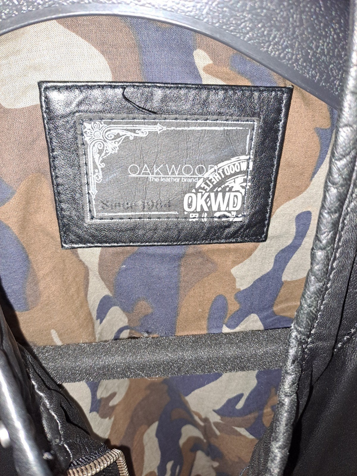 lederen jas Oakwood, Ophalen, Zwart