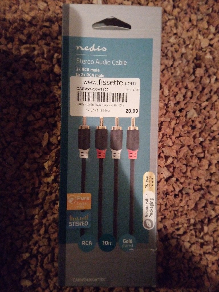 2*RCA mannelijke kabel van 5 en 10 meter, Ophalen, Nieuw