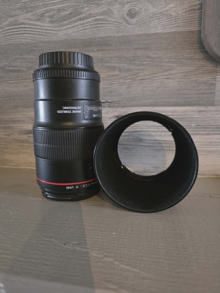 Macrolens Canon EF 100mm 1: 2.8 L IS USM, Ophalen, Gebruikt, Macrolens