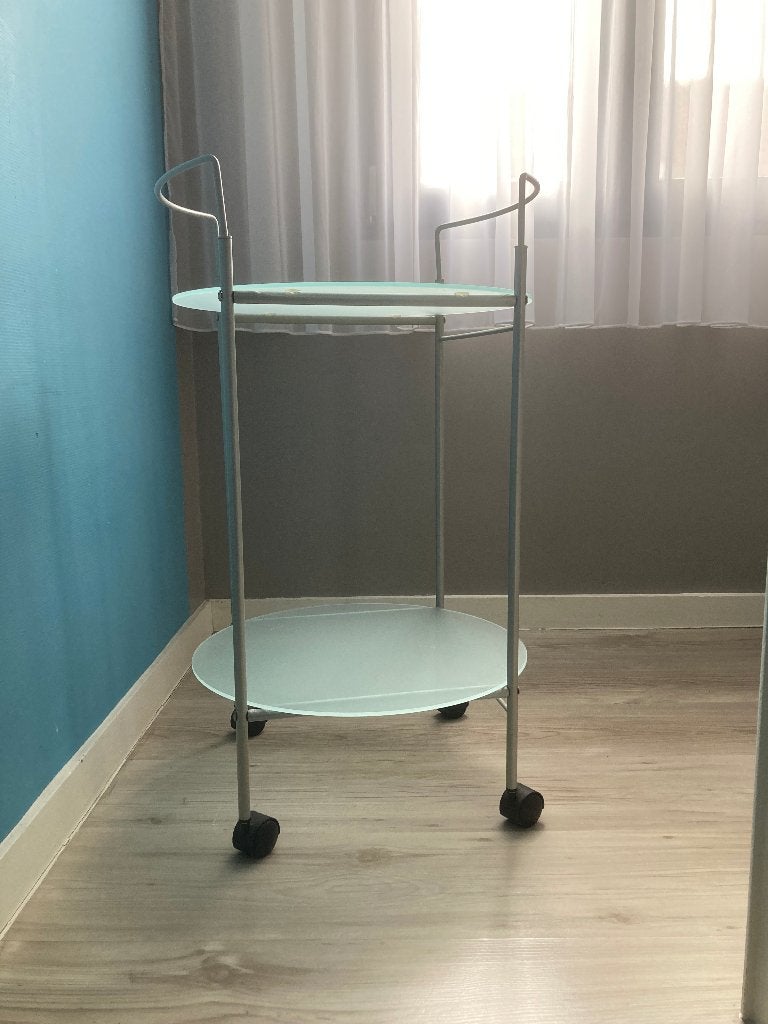 Roltafeltje met glazen opzet., Ophalen, Gebruikt, Ovaal, Glas