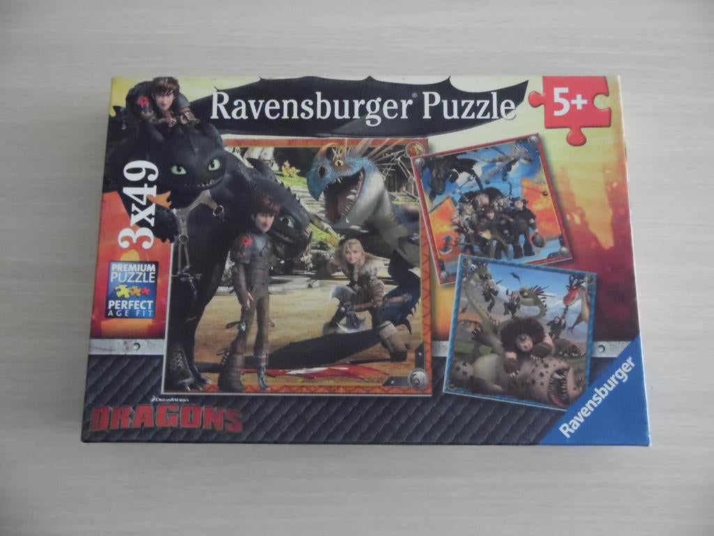 PUZZLE DRAGONS        3 X 49 PIÈCES      RAVENSBURGER, Enlèvement ou Envoi, 10 à 50 pièces, Comme neuf, 4 à 6 ans