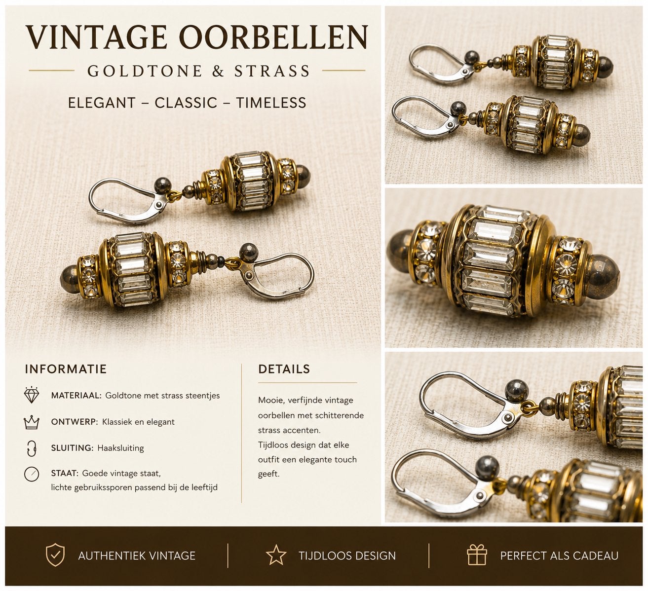 Vintage 835 Zilveren Strass Oorbellen, Ophalen of Verzenden, Zo goed als nieuw, Zilver