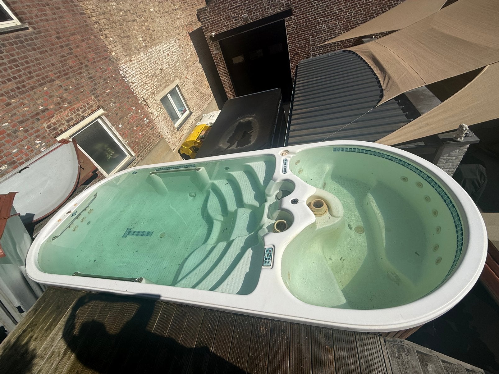 Zwemspa met jacuzzi te koop, Tuin en Terras, Bubbelbaden en Hottubs, Ophalen, Gebruikt, Trap, Vast