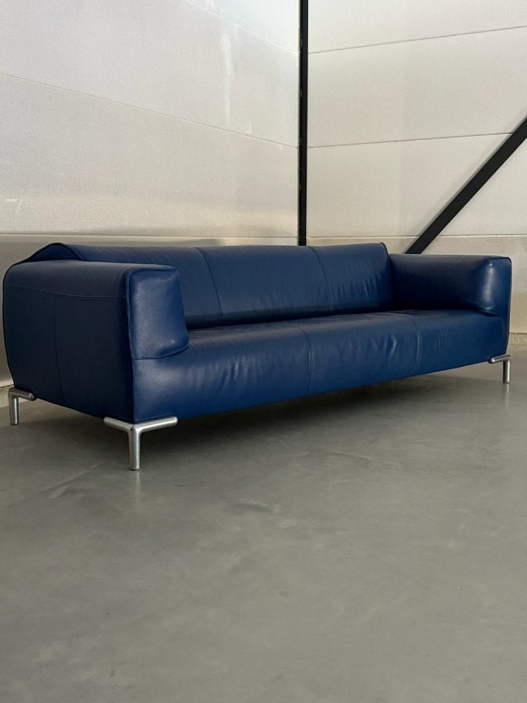 Canapé et chaise longue Bert Plantagie – cuir bleu, 100 à 125 cm, Enlèvement, Utilisé, Cuir