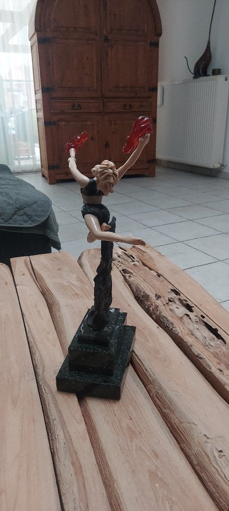 Art Deco Stijl Bronzen Beeld "Flame Leaper", Antiek en Kunst, Ophalen, Art deco, Brons, 20 - 50 cm