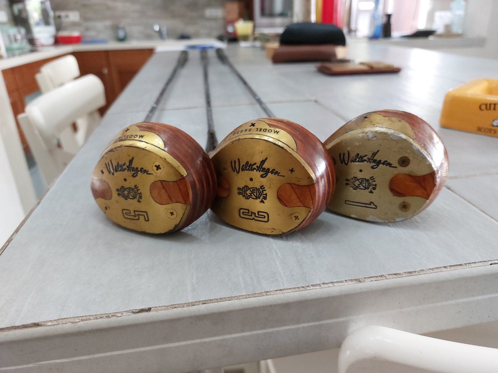 3 clubs de golf vintage pour déco ou collectionneurs, Zo goed als nieuw, Club, Overige merken