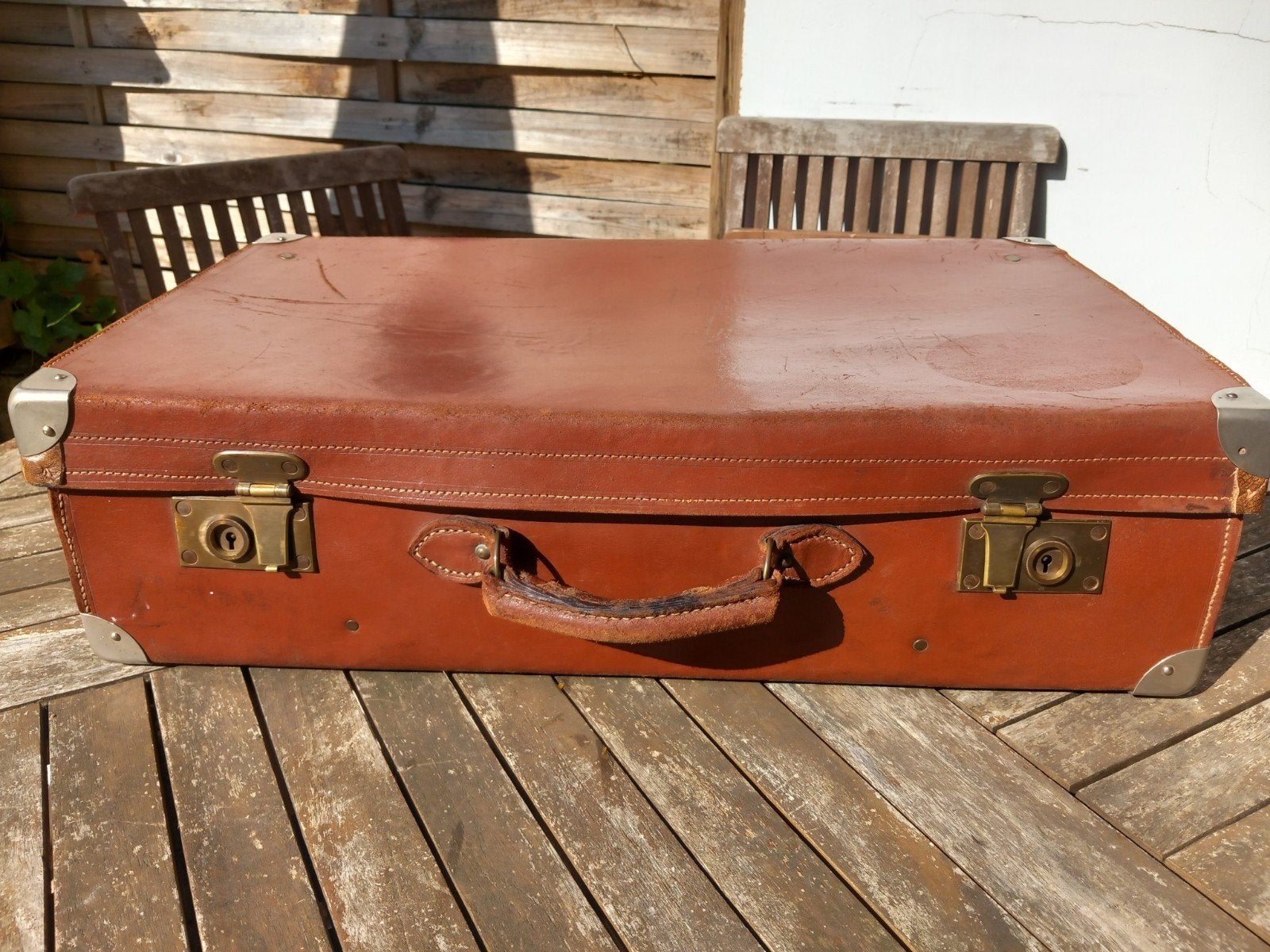 Valise vintage en cuir, années 1940-1950, Bijoux, Sacs & Beauté, Valises, Enlèvement