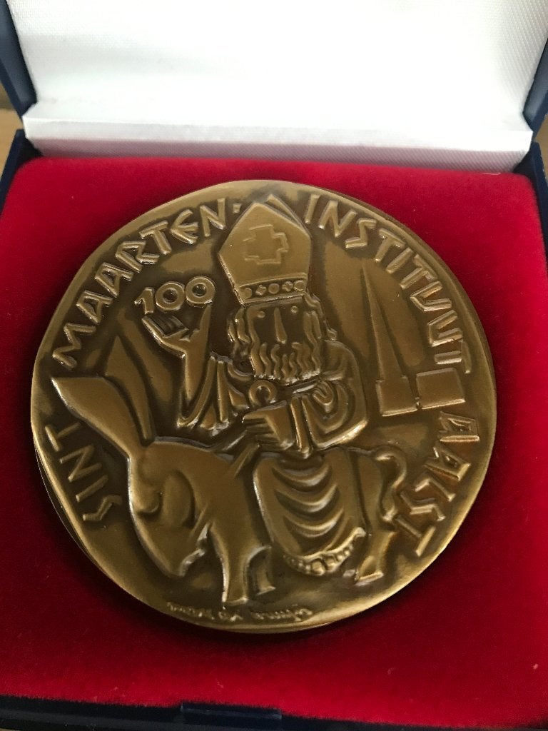 medaille 100jaar Sint Maarten-instituut Aalst, Ophalen of Verzenden, Brons