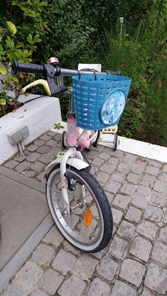 Kinderfiets Frozen 16 inch met zijwieltjes, Fietsen en Brommers, Fietsen | Kinderfietsjes, Ophalen, Gebruikt, 16 tot 20 inch, Zijwieltjes