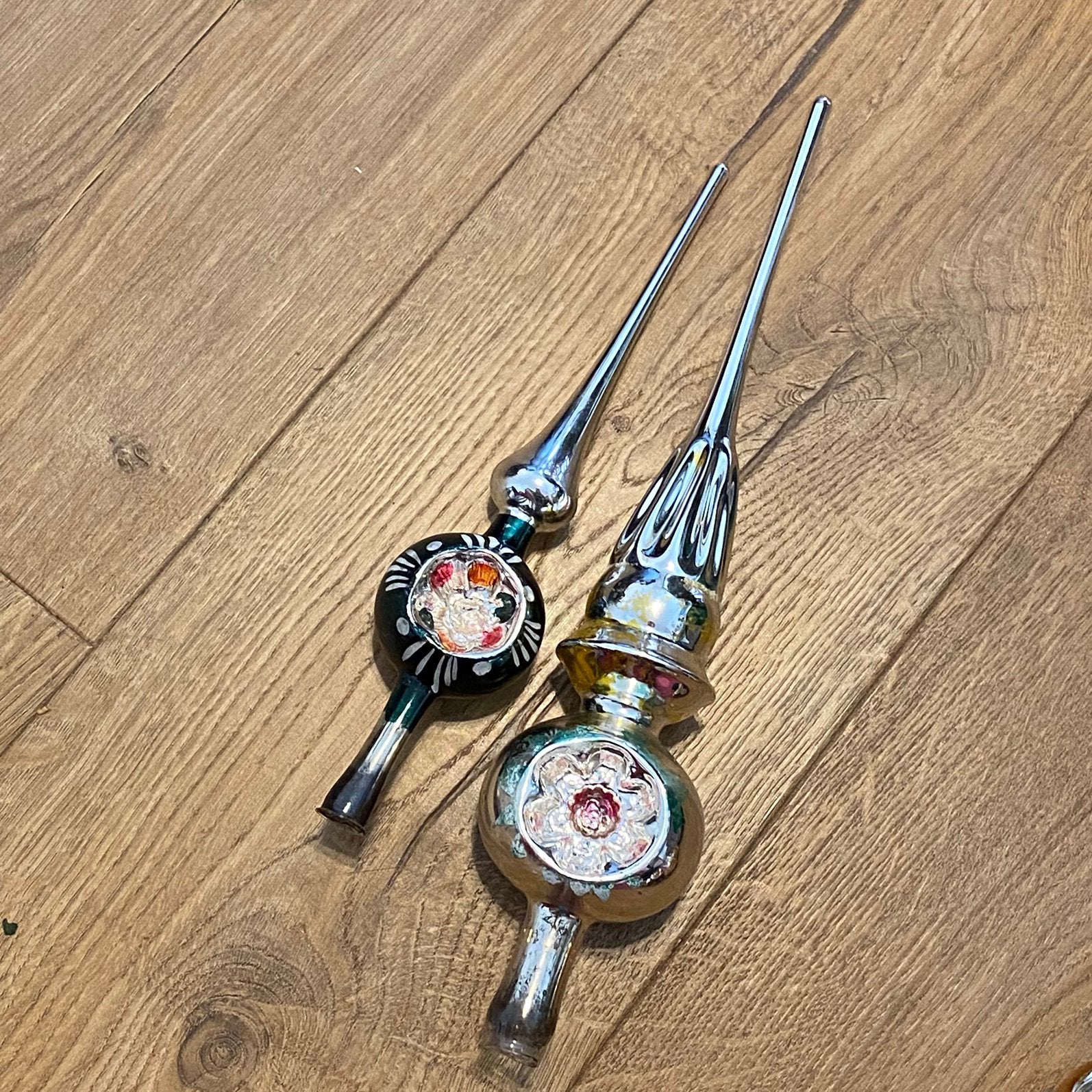 2 glazen kerstboomspijkers, Ophalen of Verzenden, Zo goed als nieuw