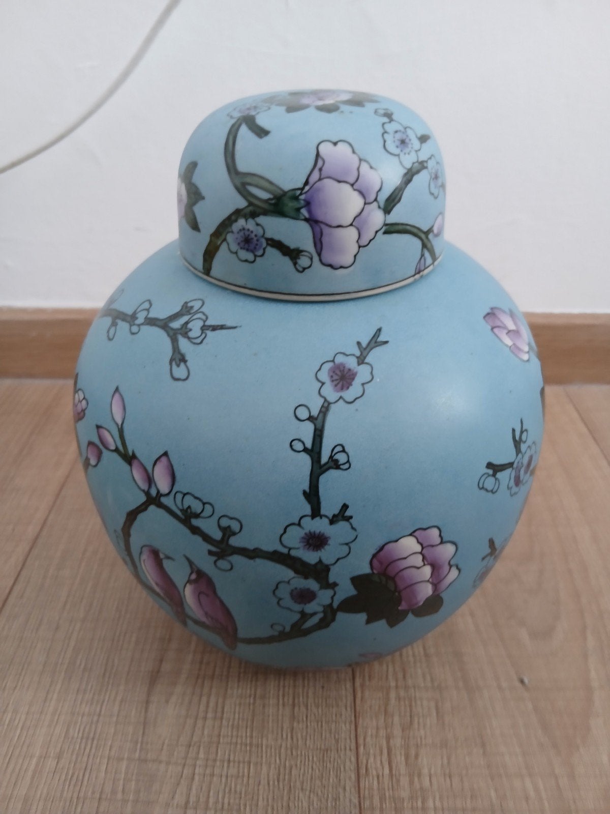 Blauwe pot met vogeltjes op, Antiek en Kunst, Ophalen