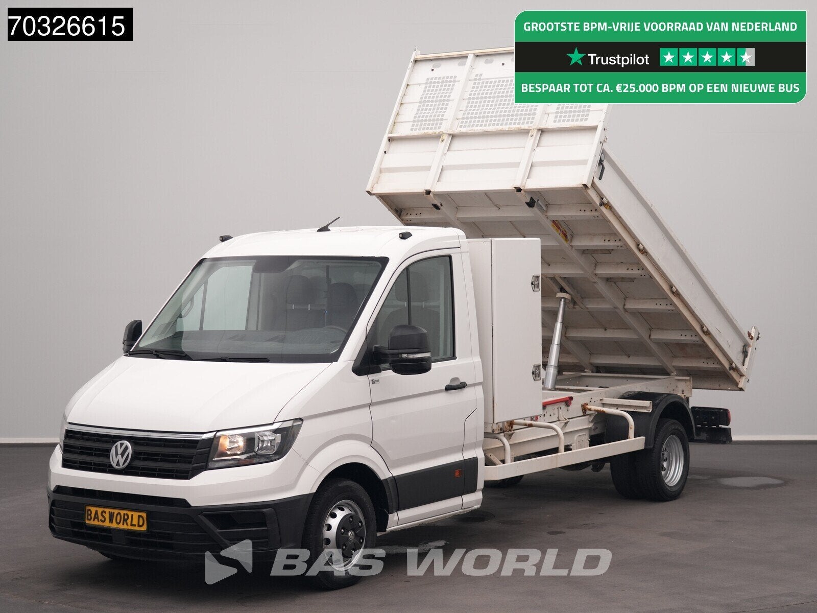 Volkswagen Crafter 177pk Kipper met Kist Dubbellucht 3,5t Tr, 2816 kg, Stof, Gebruikt, Euro 6