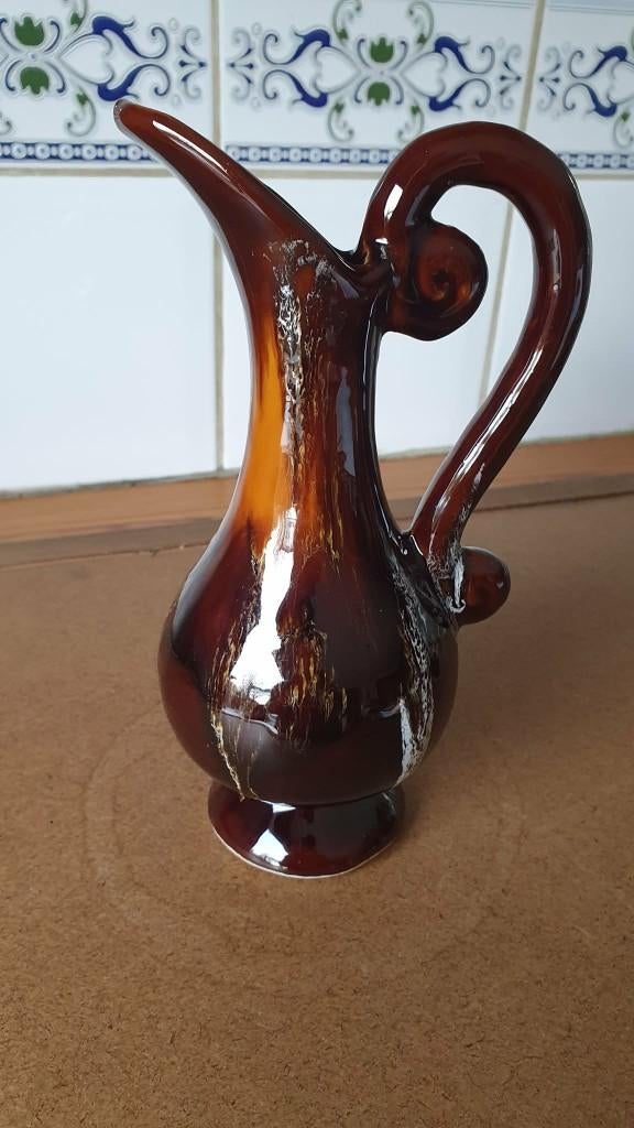VALLAURIS VINTAGE VAAS/KRUIK UIT DE JAREN '70, Ophalen, Aardewerk of Porselein, Oranje, Zo goed als nieuw