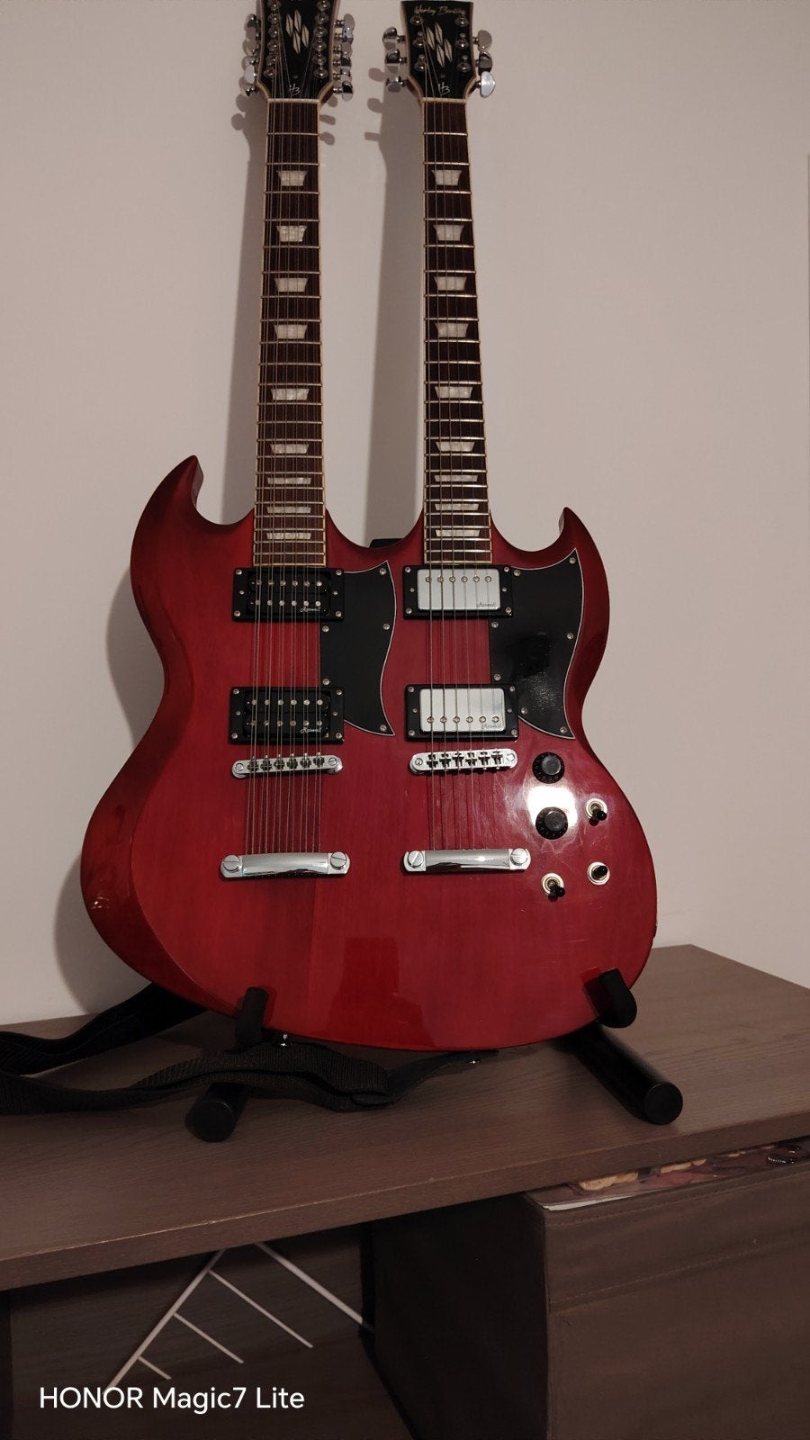 Harley Benton dubbelehals gitaar, Ophalen, Zo goed als nieuw