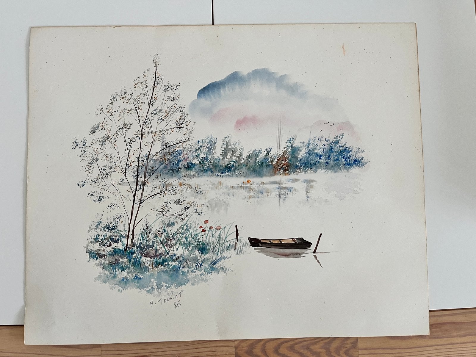 Aquarel van Marcel Tronet uit 1986, Enlèvement ou Envoi