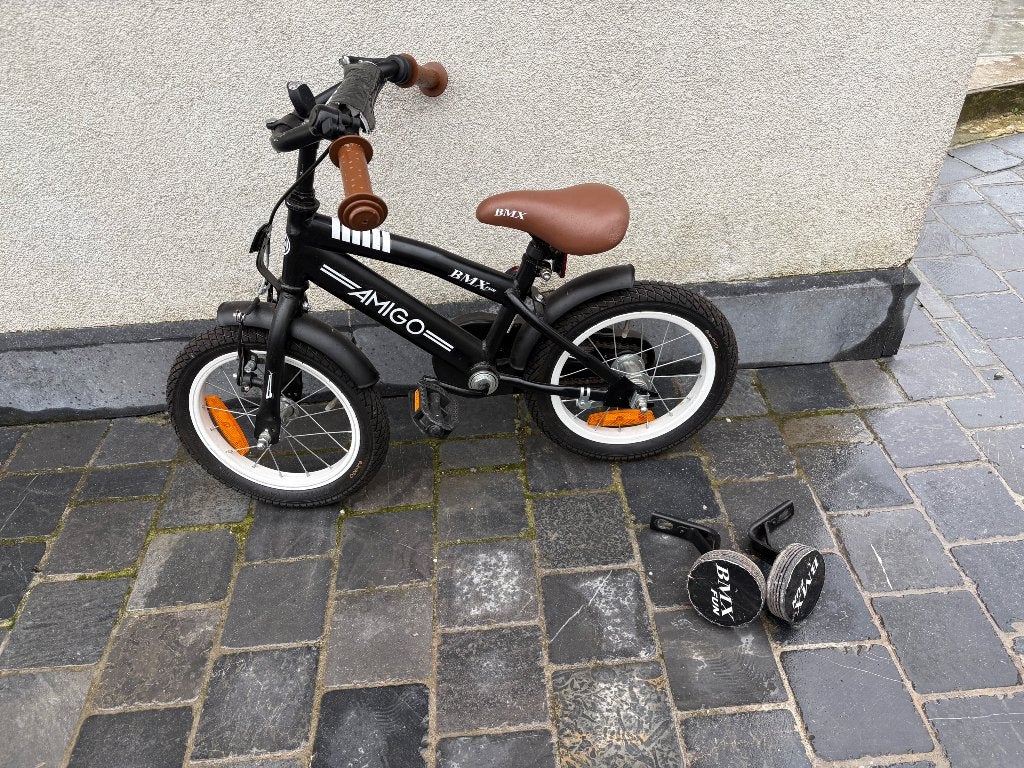 Kinderfiets 14 inch met zijwieltjes, Fietsen en Brommers, Ophalen, Zo goed als nieuw, Minder dan 16 inch, Zijwieltjes